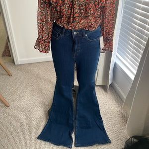 Free People Cindi Mallison Blue Flare Jeans